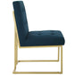 Modway Privy Gold Stainless Steel Upholstered Fabric Dining Accent Chair FredCo