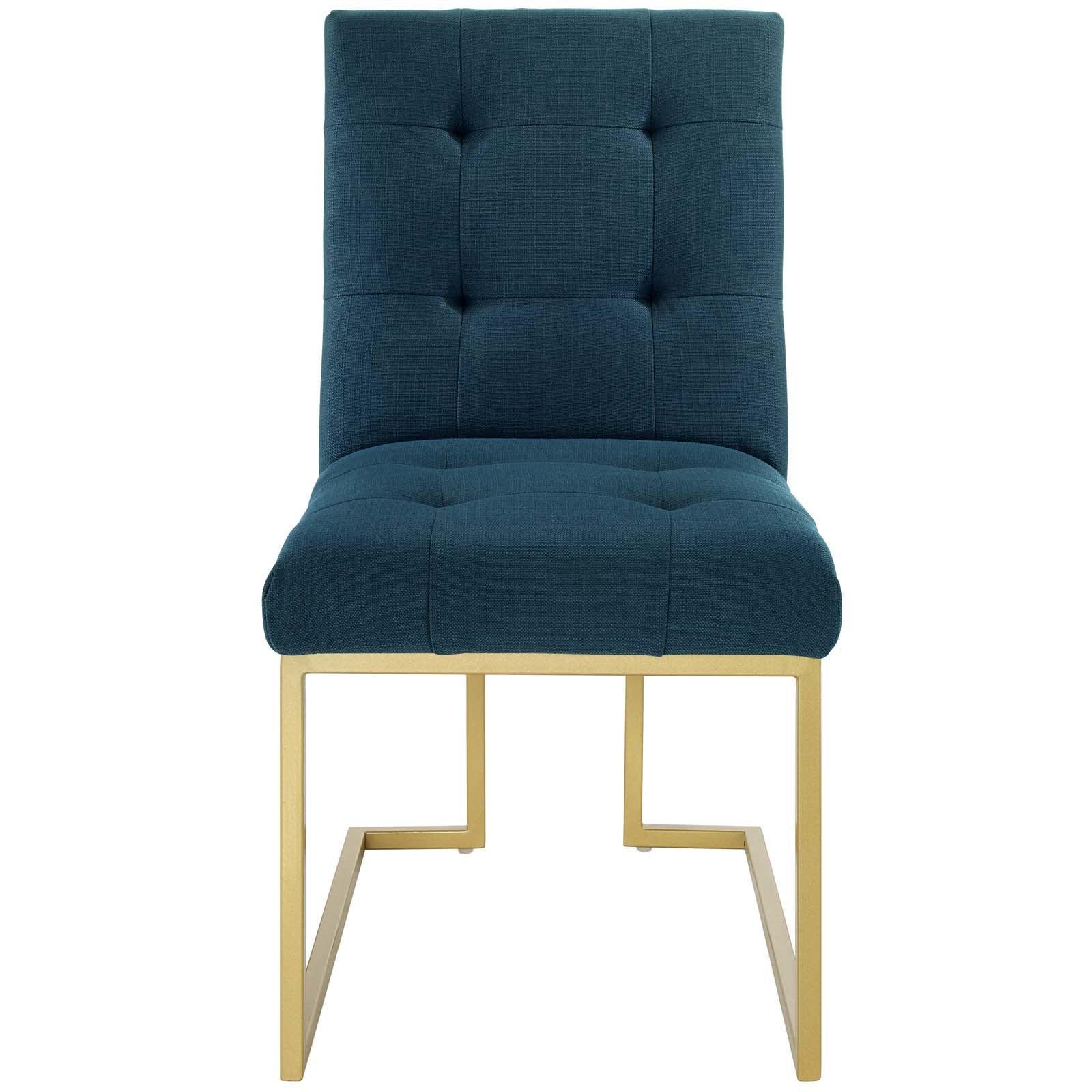 Modway Privy Gold Stainless Steel Upholstered Fabric Dining Accent Chair FredCo