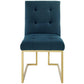 Modway Privy Gold Stainless Steel Upholstered Fabric Dining Accent Chair FredCo