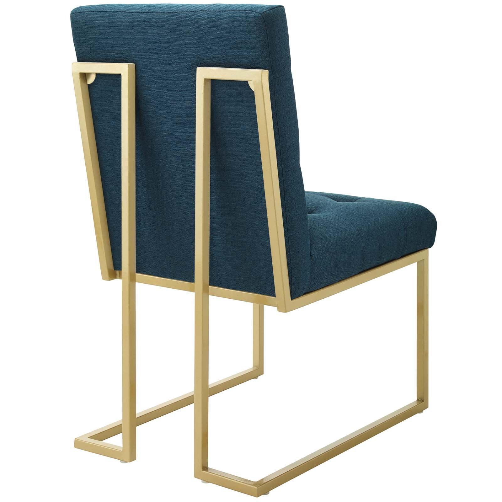 Modway Privy Gold Stainless Steel Upholstered Fabric Dining Accent Chair Set of 2 FredCo