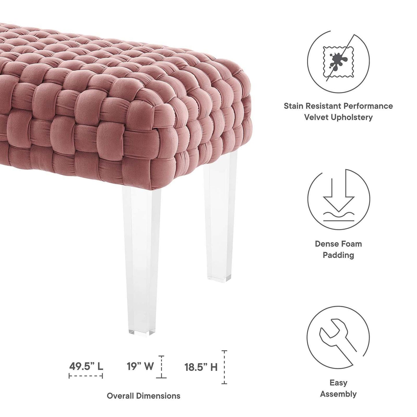 Modway Prologue Woven Performance Velvet Ottoman FredCo