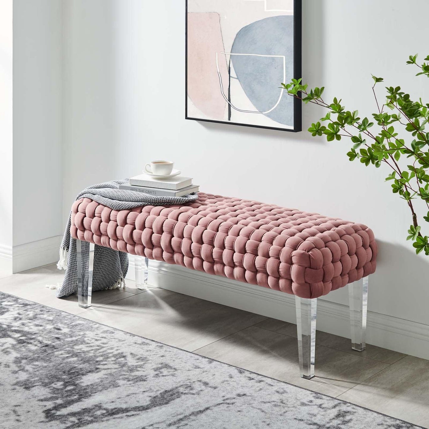 Modway Prologue Woven Performance Velvet Ottoman FredCo