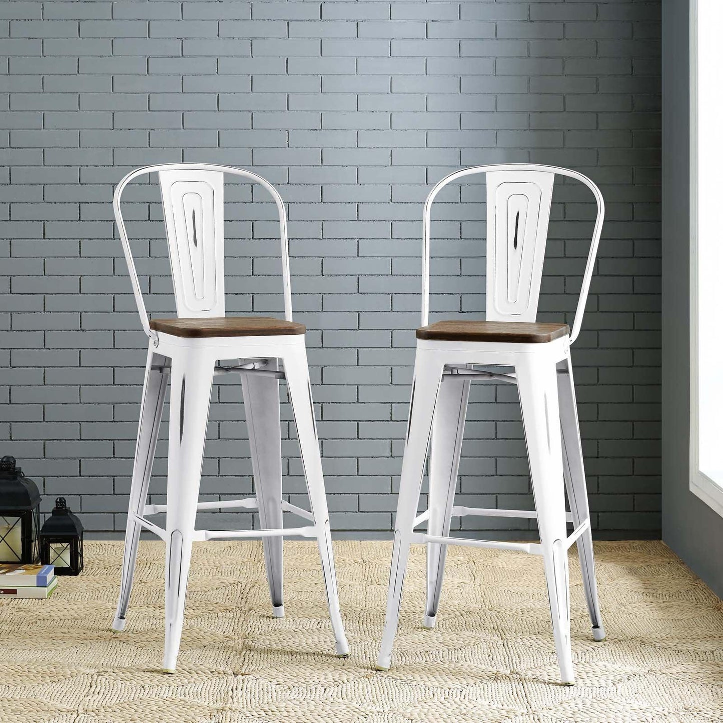Modway Promenade Bar Stool Metal Set of 2 FredCo