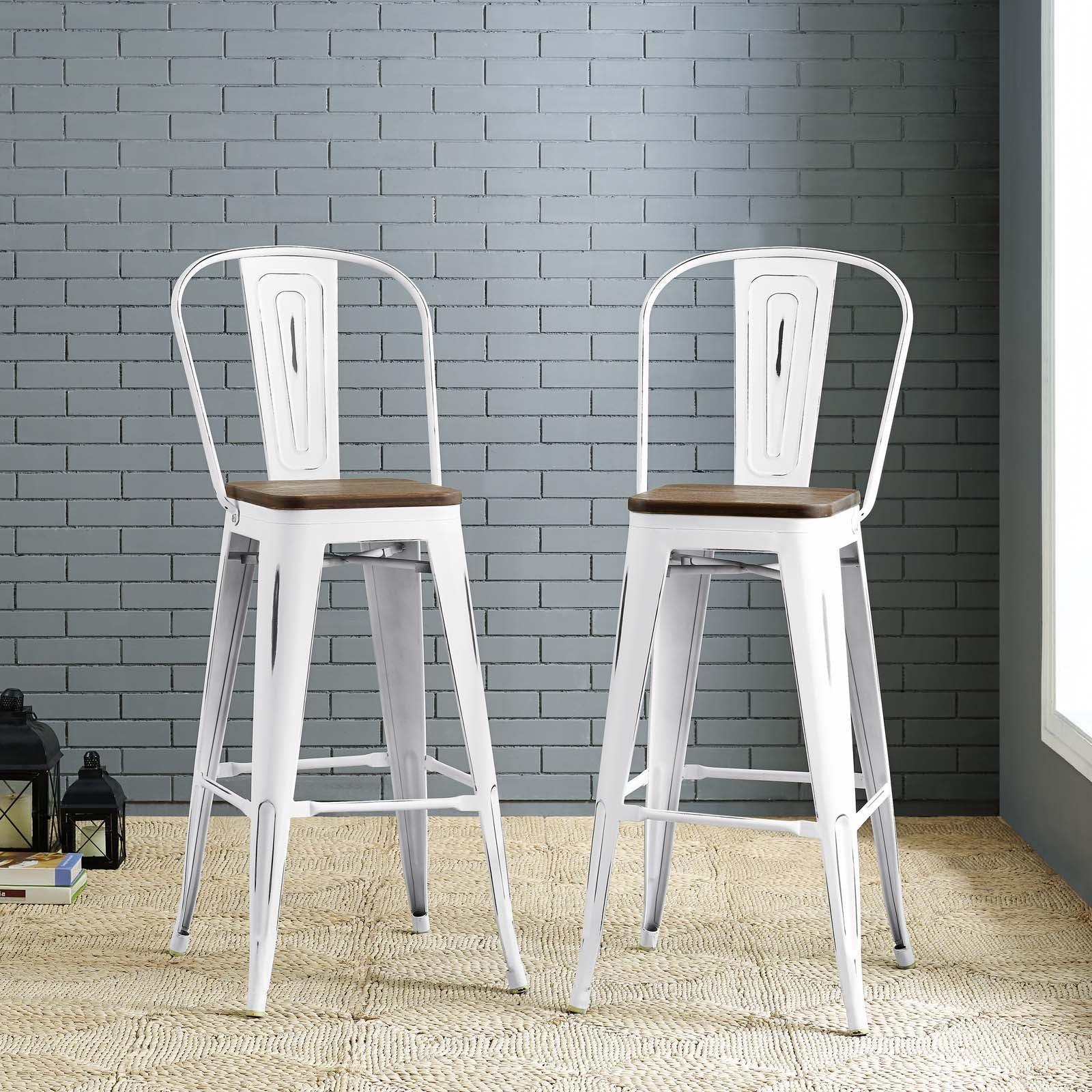 Modway Promenade Bar Stool Metal Set of 2 FredCo