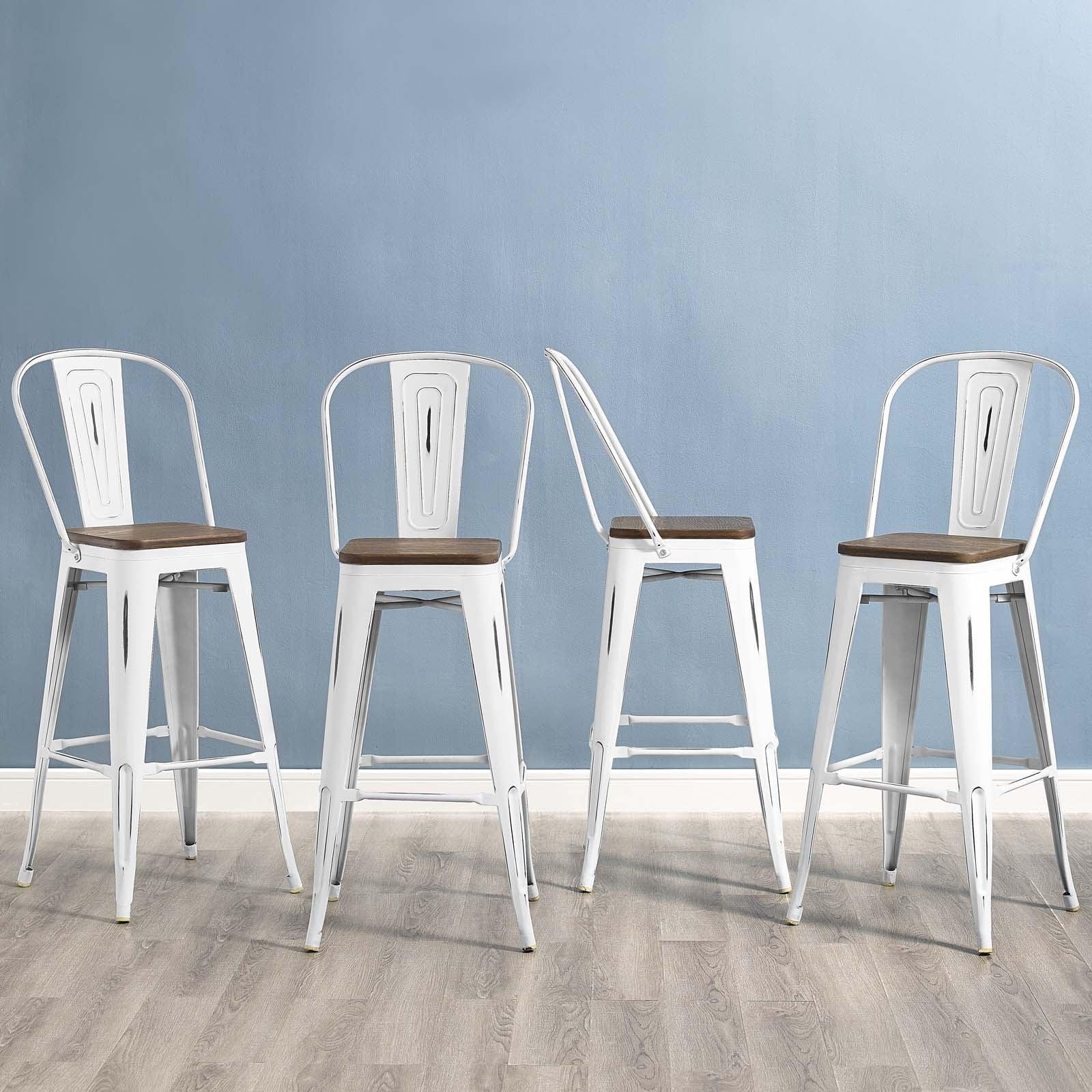 Modway Promenade Bar Stool Metal Set of 4 FredCo