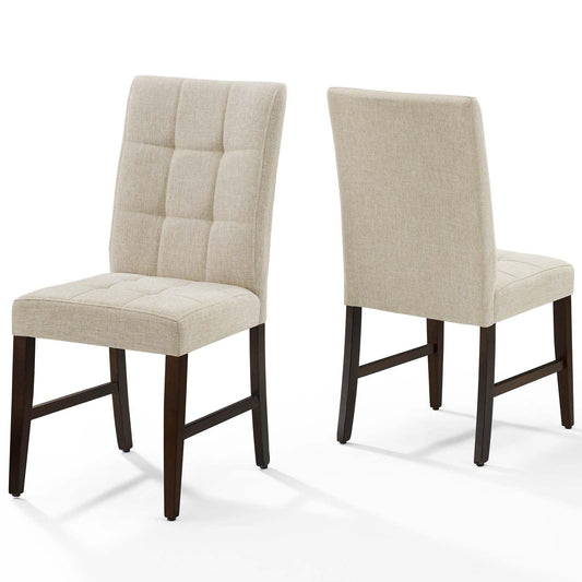 Modway Promulgate Biscuit Tufted Upholstered Fabric Dining Chair Set of 2 FredCo