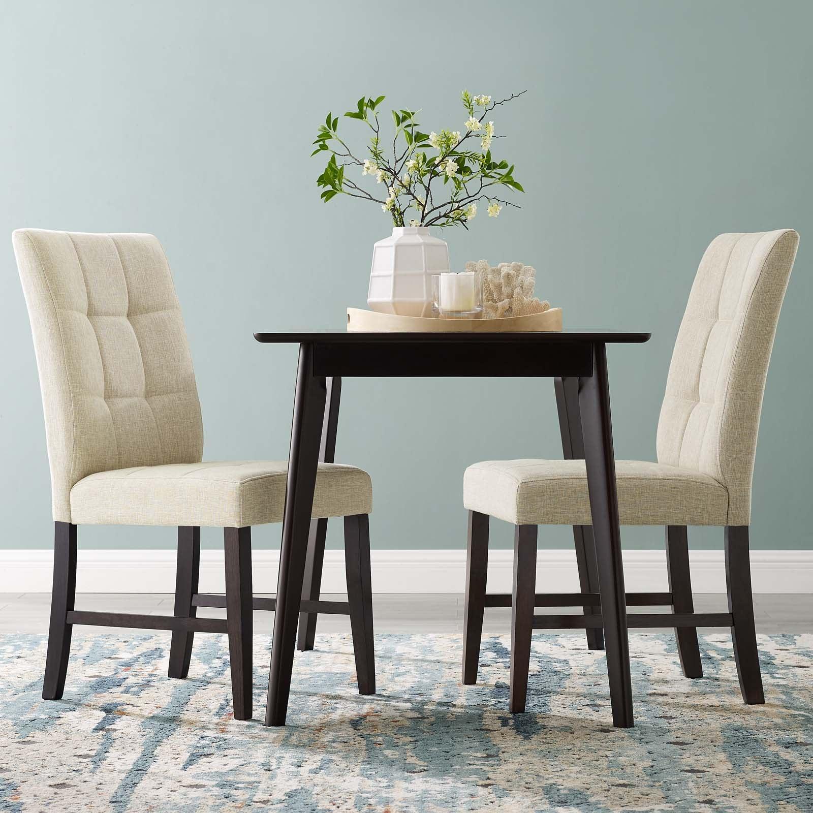 Modway Promulgate Biscuit Tufted Upholstered Fabric Dining Chair Set of 2 FredCo