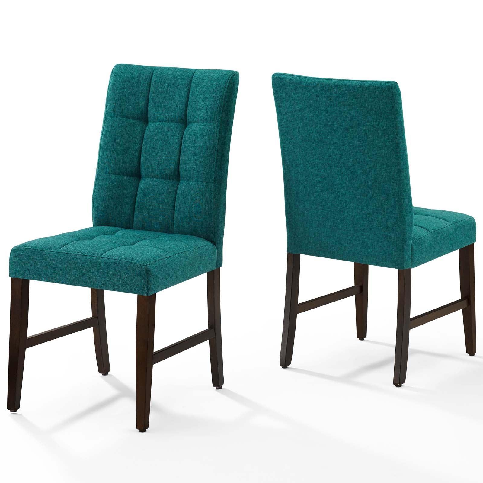Modway Promulgate Biscuit Tufted Upholstered Fabric Dining Chair Set of 2 FredCo