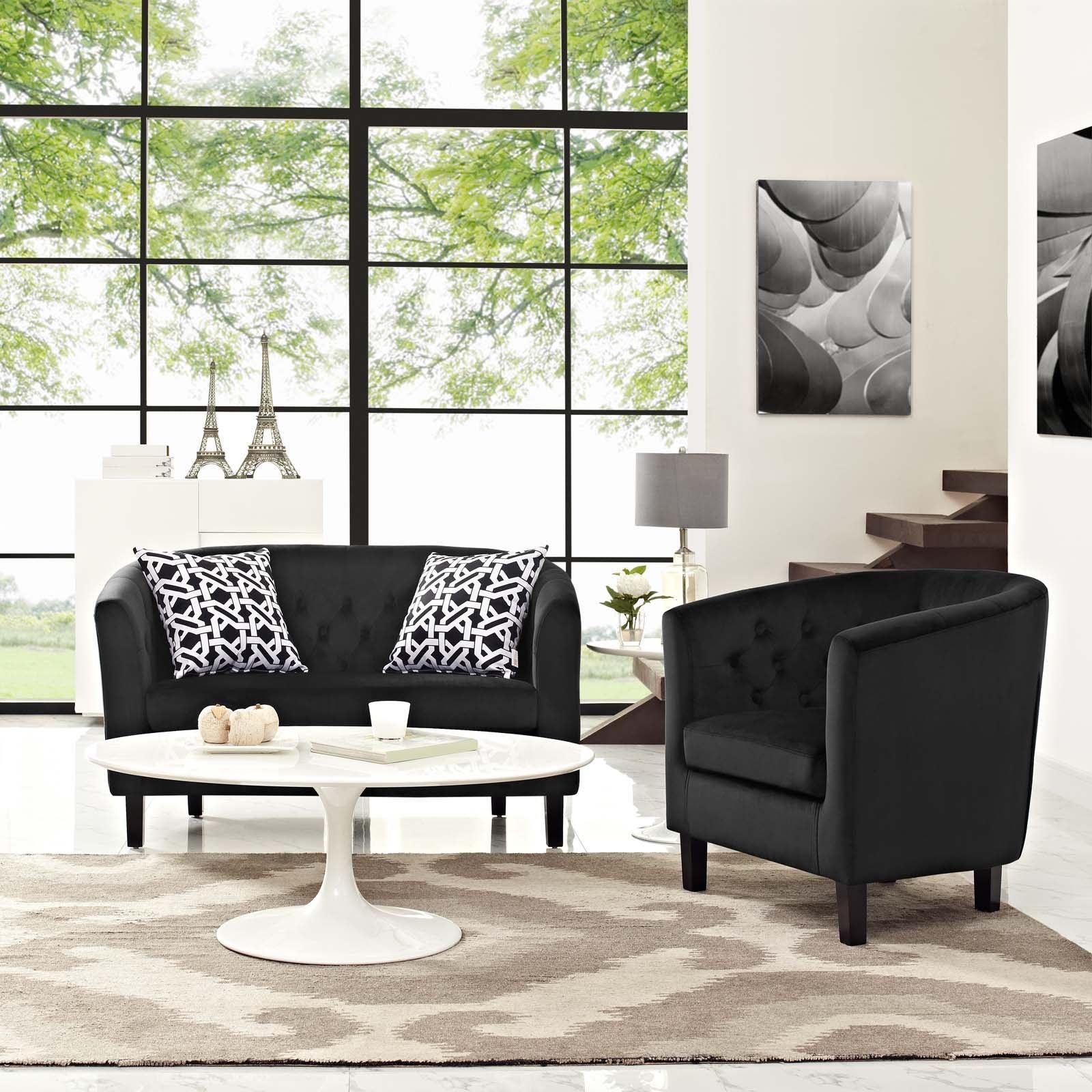 Modway Prospect 2 Piece Performance Velvet Loveseat and Armchair Set FredCo
