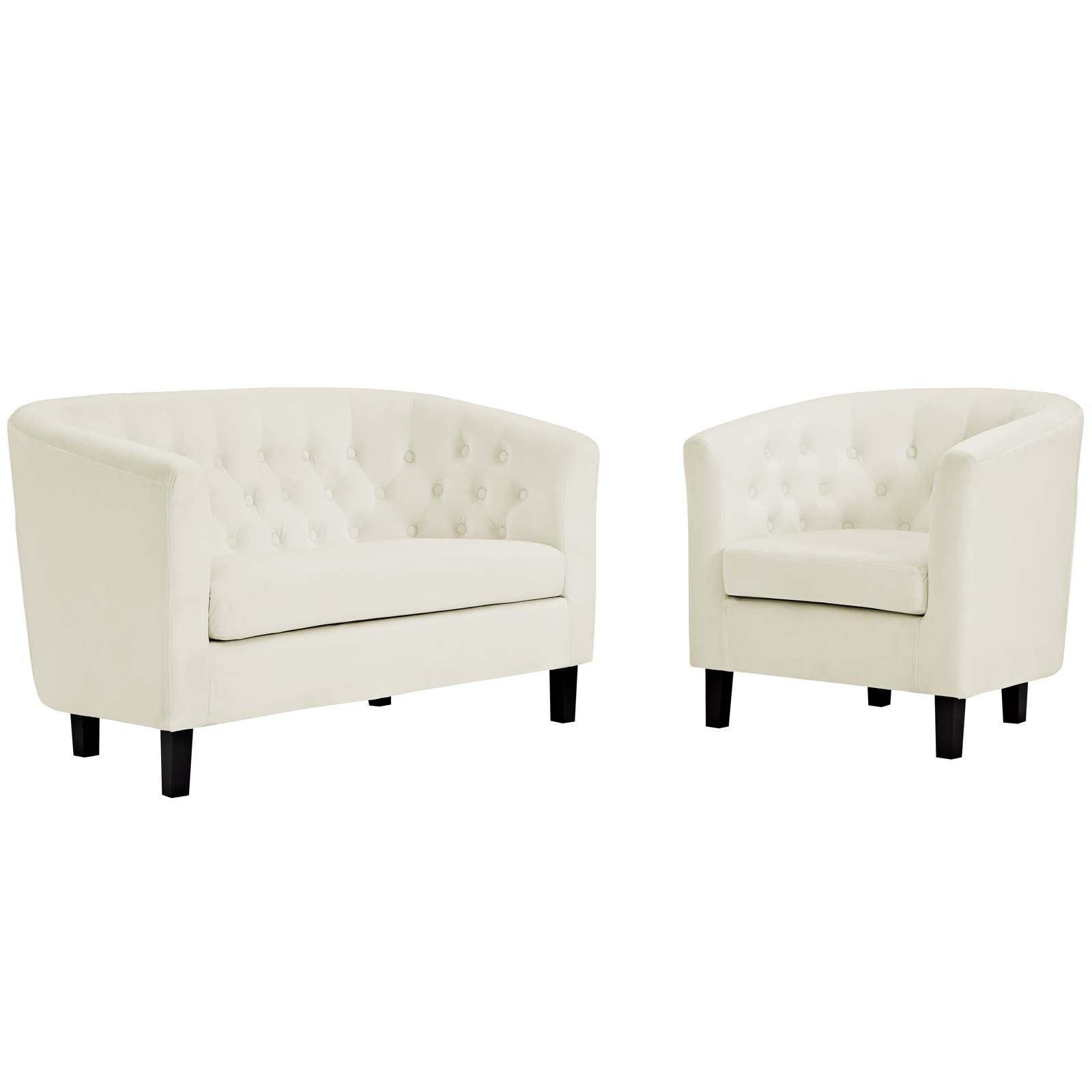 Modway Prospect 2 Piece Performance Velvet Loveseat and Armchair Set FredCo