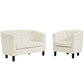 Modway Prospect 2 Piece Performance Velvet Loveseat and Armchair Set FredCo