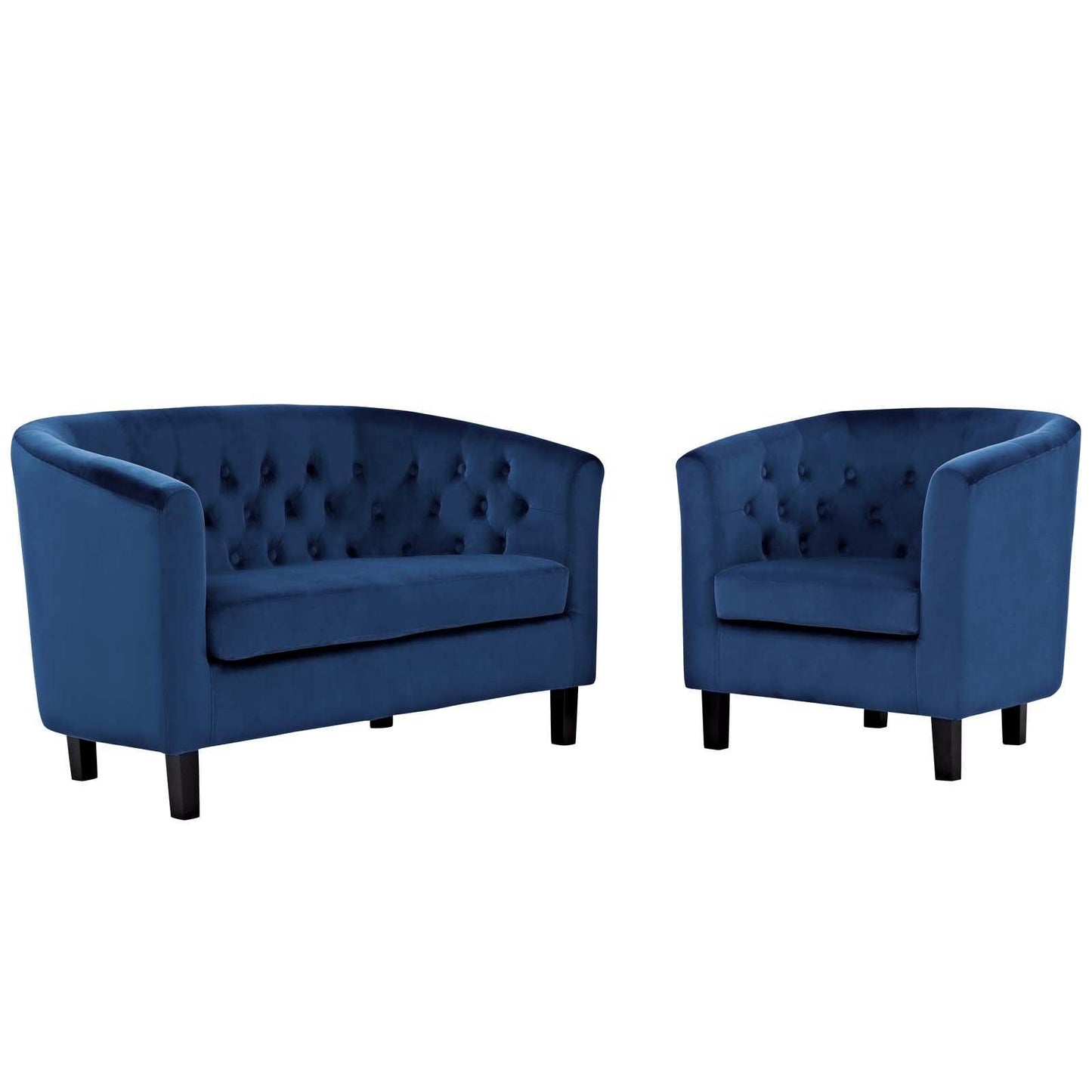 Modway Prospect 2 Piece Performance Velvet Loveseat and Armchair Set FredCo