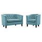 Modway Prospect 2 Piece Performance Velvet Loveseat and Armchair Set FredCo