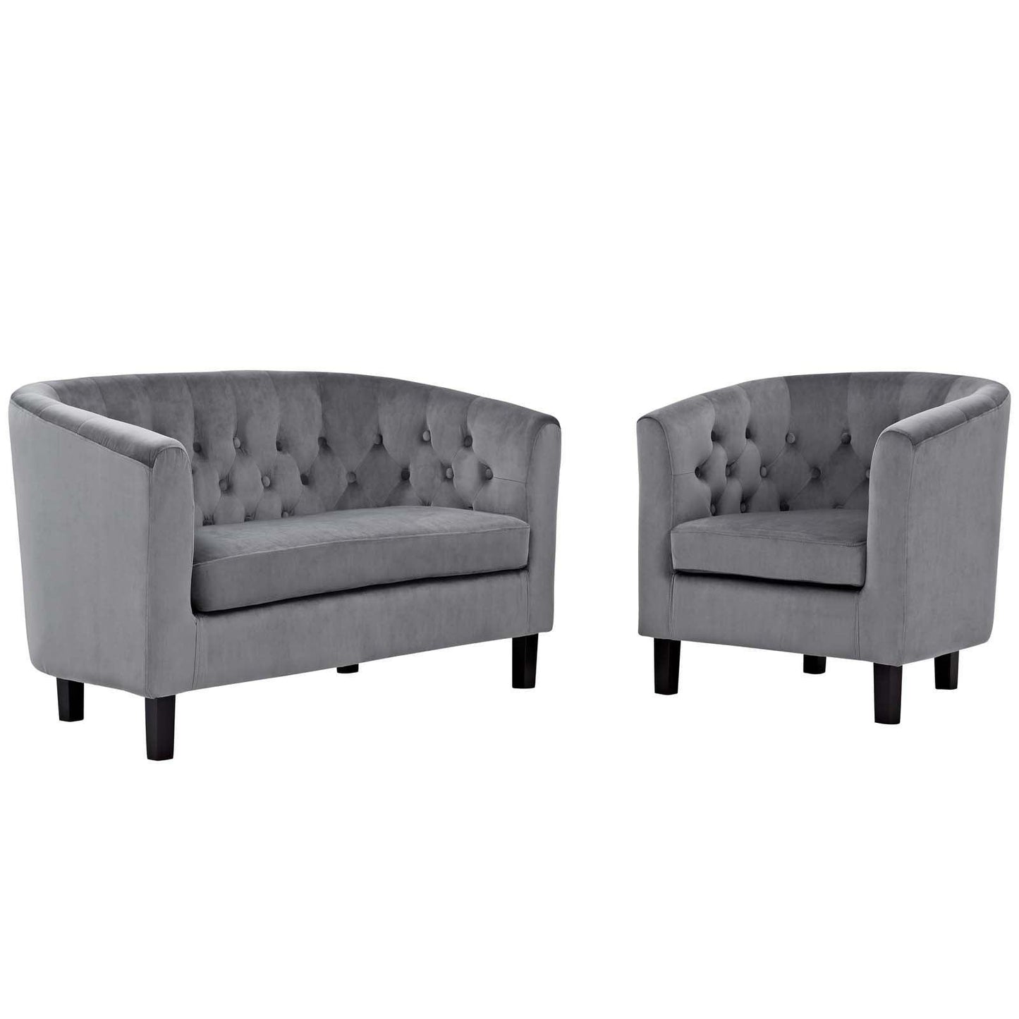Modway Prospect 2 Piece Performance Velvet Loveseat and Armchair Set FredCo