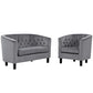 Modway Prospect 2 Piece Performance Velvet Loveseat and Armchair Set FredCo