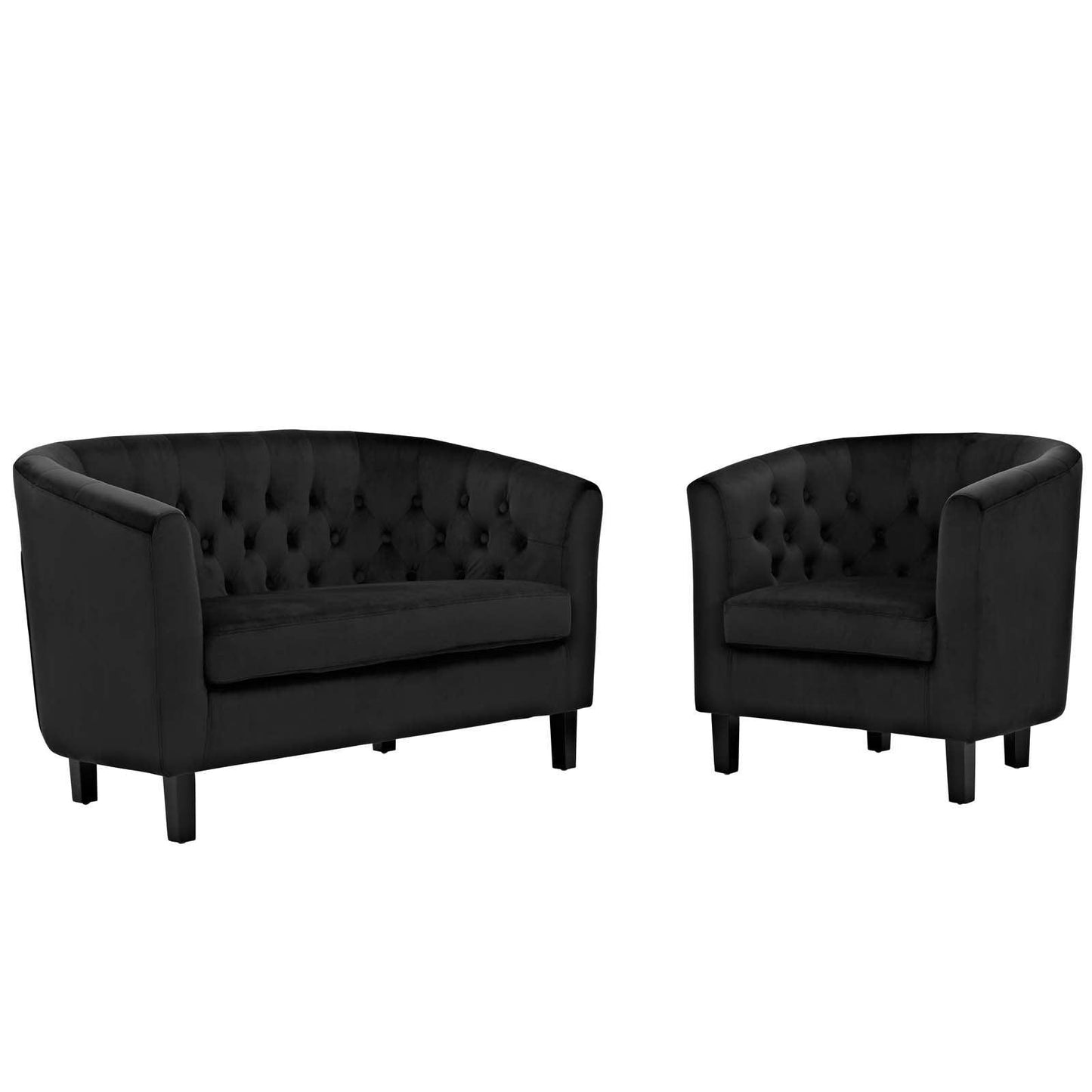 Modway Prospect 2 Piece Performance Velvet Loveseat and Armchair Set FredCo
