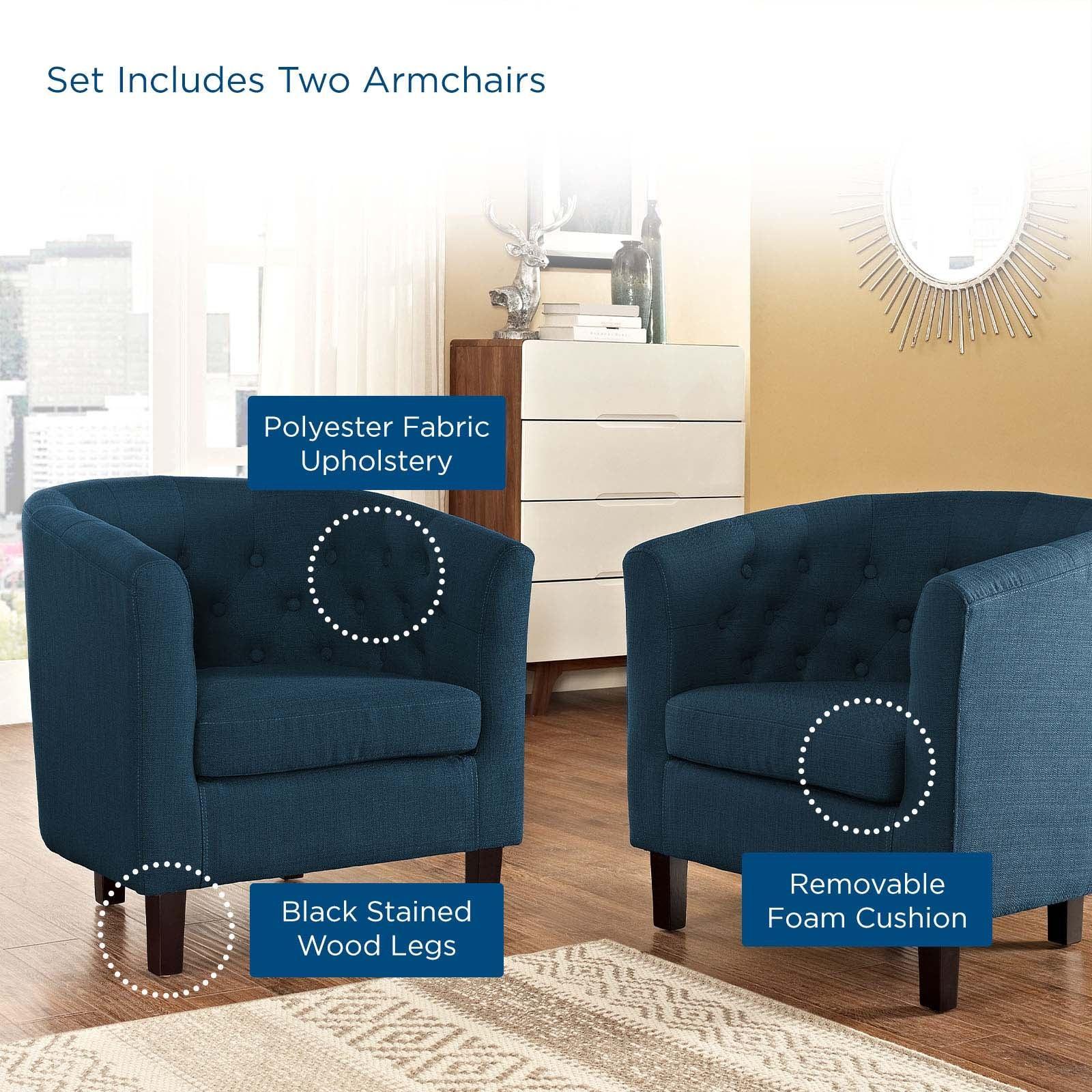 Modway Prospect 2 Piece Upholstered Fabric Armchair Set FredCo