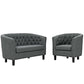 Modway Prospect 2 Piece Upholstered Fabric Loveseat and Armchair Set FredCo
