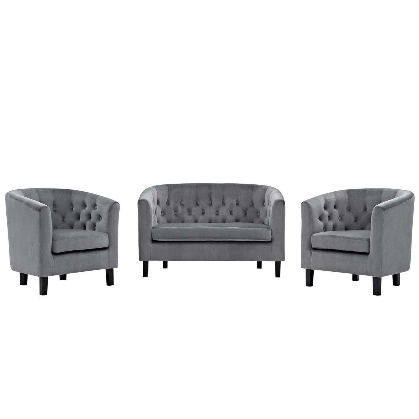 Modway Prospect 3 Piece Performance Velvet Loveseat and Armchair Set FredCo