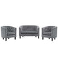 Modway Prospect 3 Piece Performance Velvet Loveseat and Armchair Set FredCo