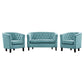 Modway Prospect 3 Piece Performance Velvet Loveseat and Armchair Set FredCo