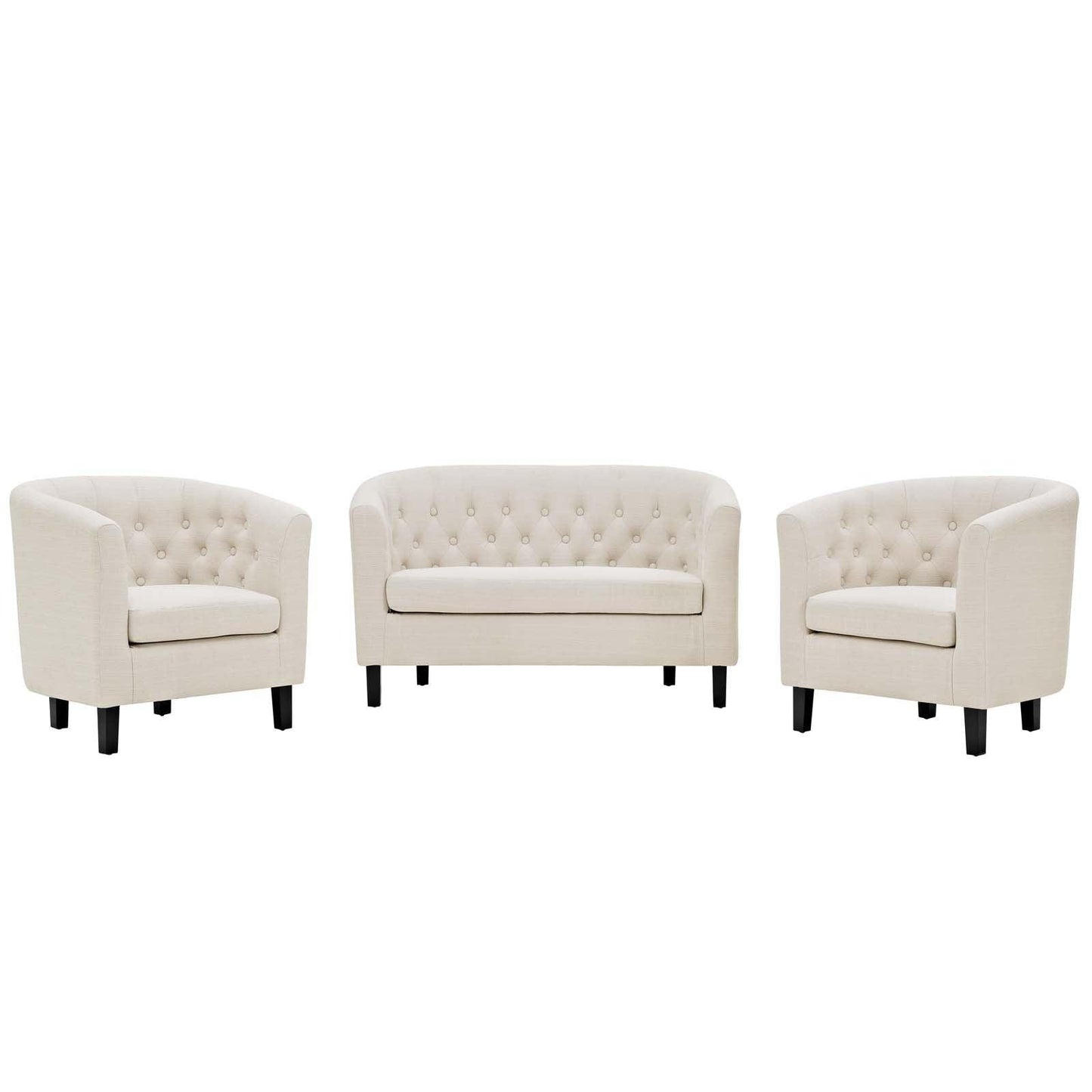 Modway Prospect 3 Piece Upholstered Fabric Loveseat and Armchair Set FredCo