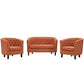 Modway Prospect 3 Piece Upholstered Fabric Loveseat and Armchair Set FredCo