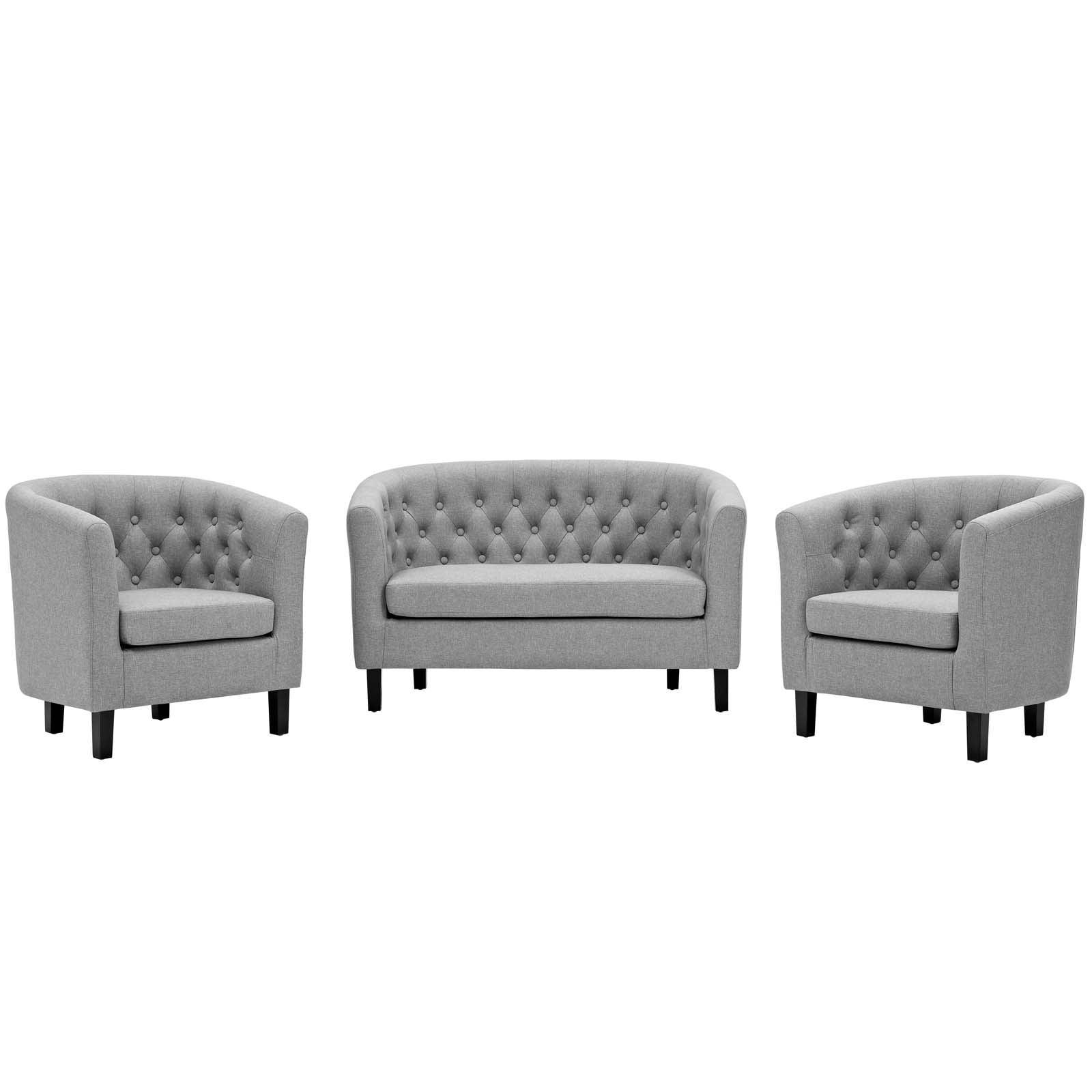 Modway Prospect 3 Piece Upholstered Fabric Loveseat and Armchair Set FredCo