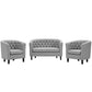 Modway Prospect 3 Piece Upholstered Fabric Loveseat and Armchair Set FredCo