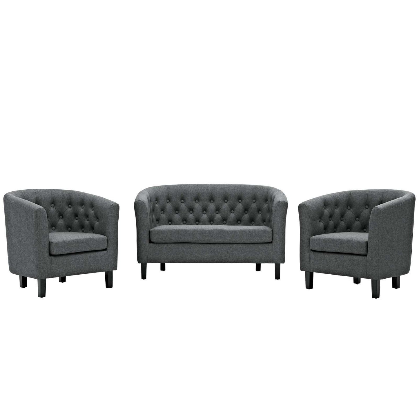 Modway Prospect 3 Piece Upholstered Fabric Loveseat and Armchair Set FredCo