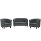 Modway Prospect 3 Piece Upholstered Fabric Loveseat and Armchair Set FredCo