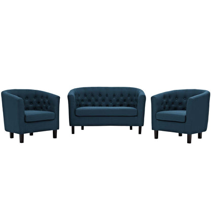 Modway Prospect 3 Piece Upholstered Fabric Loveseat and Armchair Set FredCo