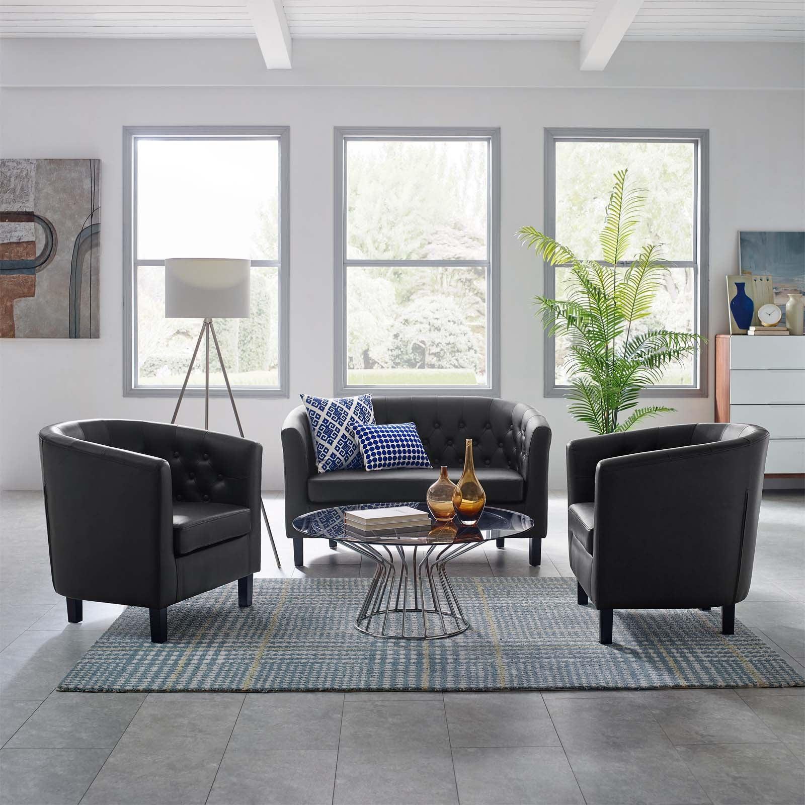 Modway Prospect 3 Piece Upholstered Vinyl Set FredCo