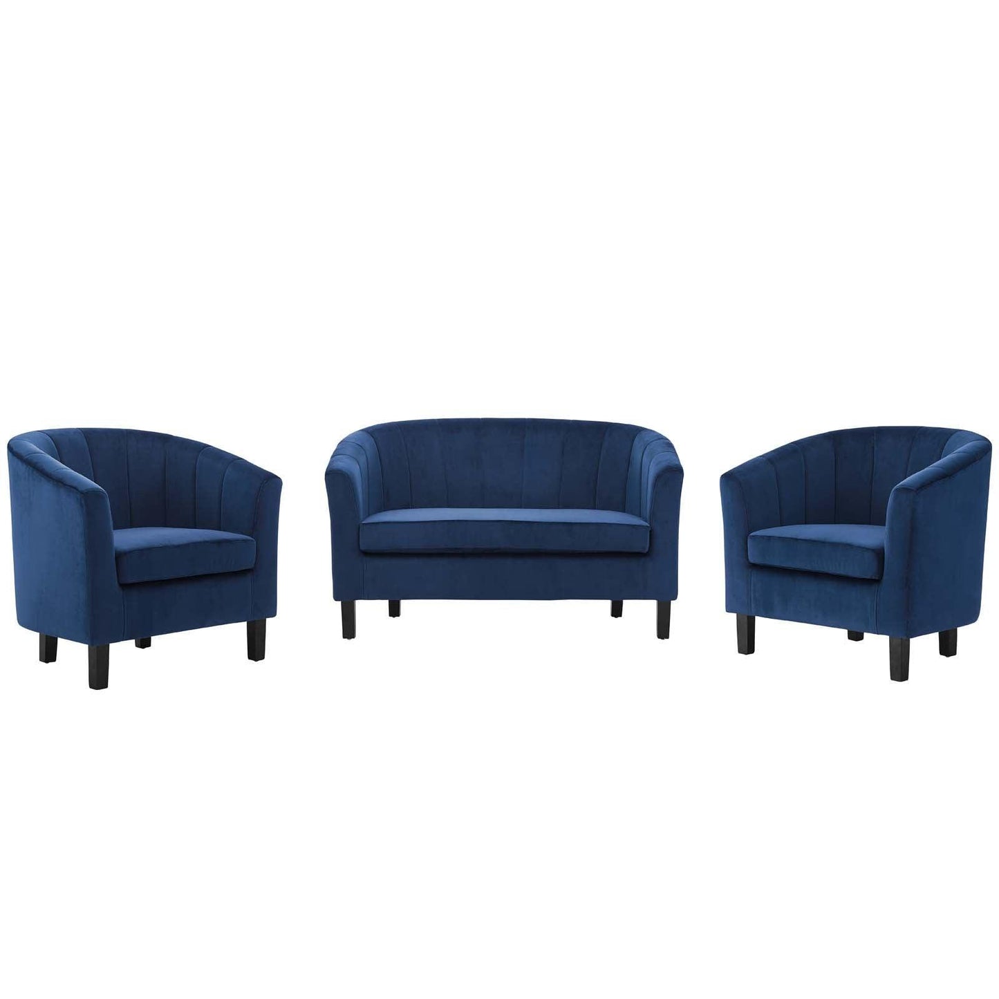 Modway Prospect Channel Tufted 3 Piece Performance Velvet Set FredCo