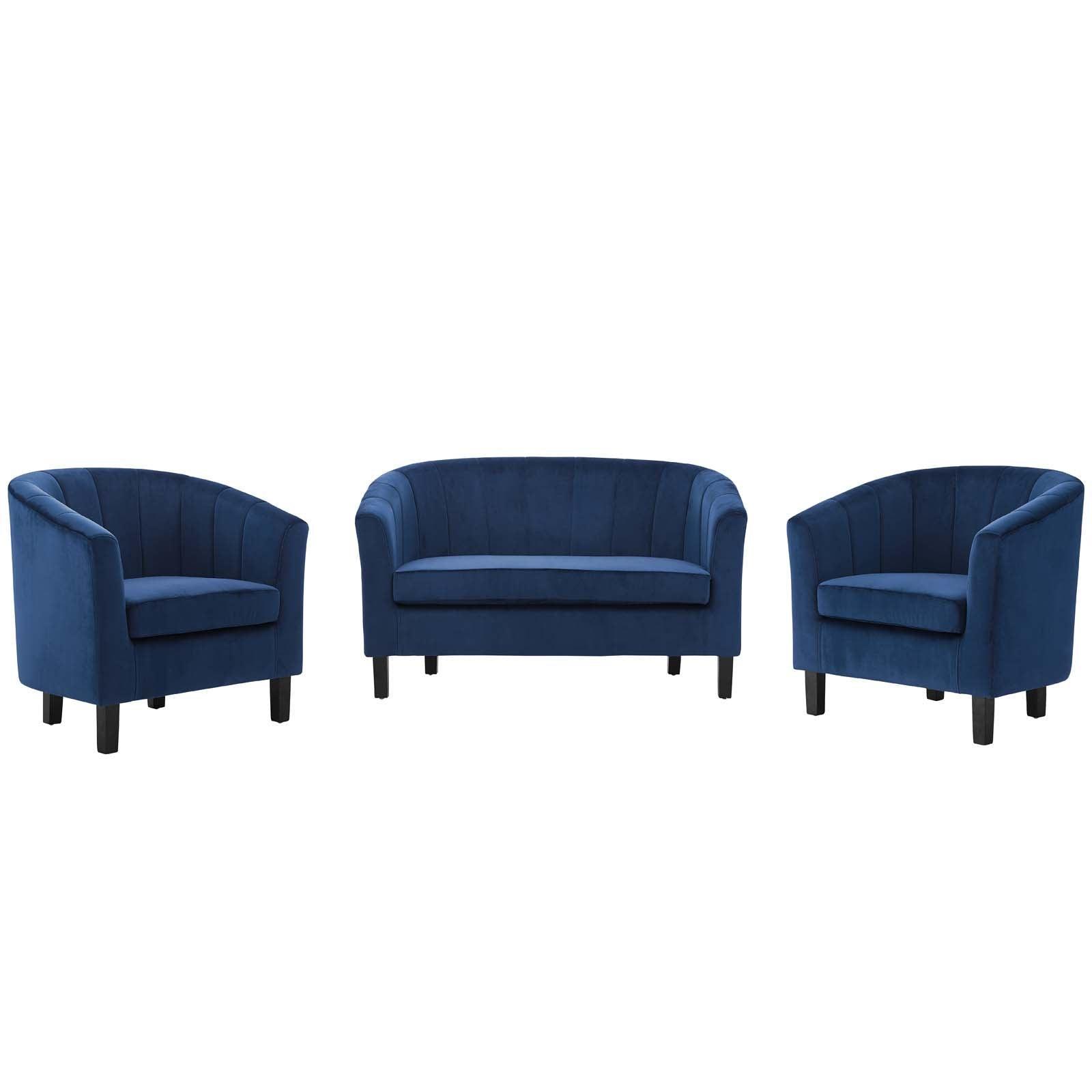 Modway Prospect Channel Tufted 3 Piece Performance Velvet Set FredCo