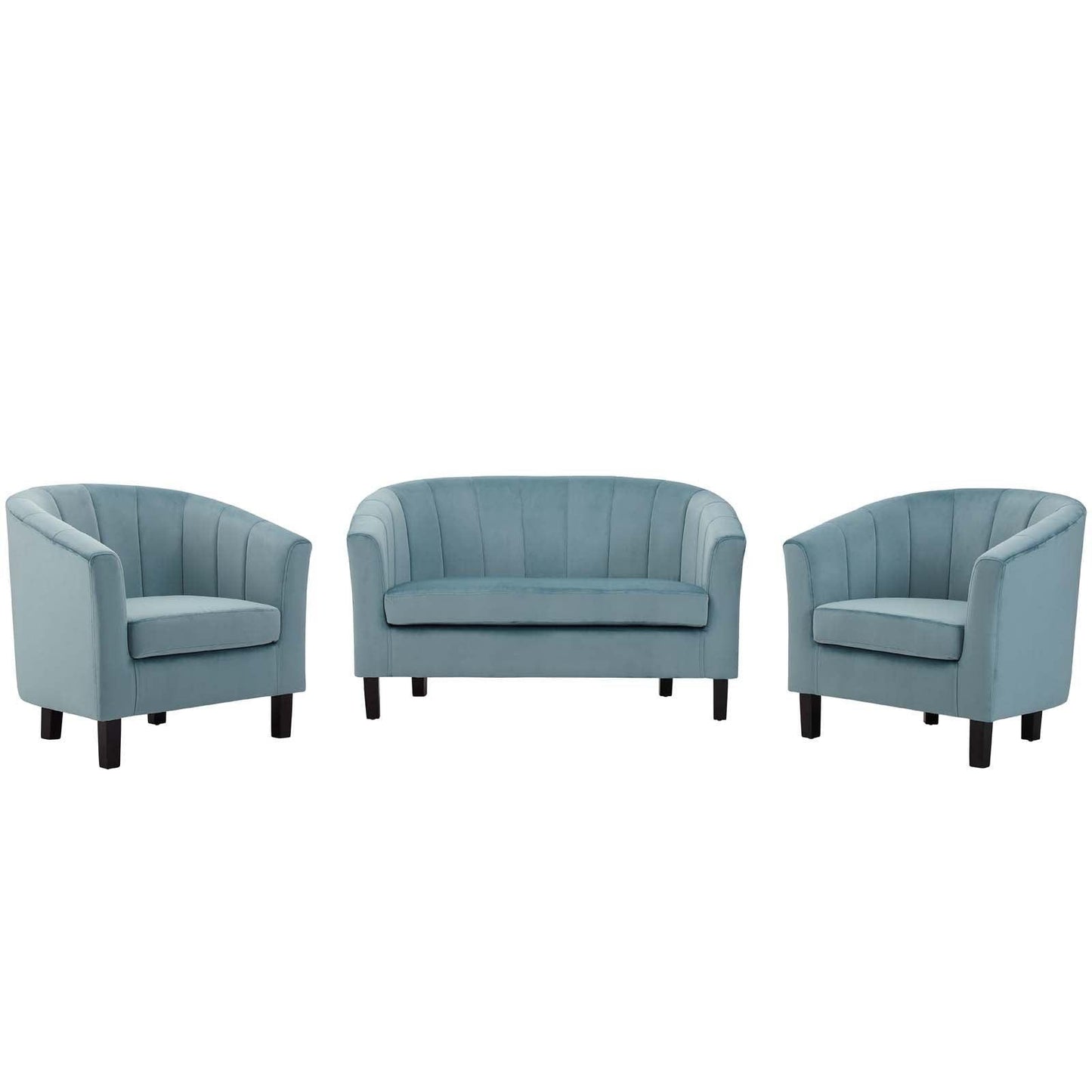 Modway Prospect Channel Tufted 3 Piece Performance Velvet Set FredCo