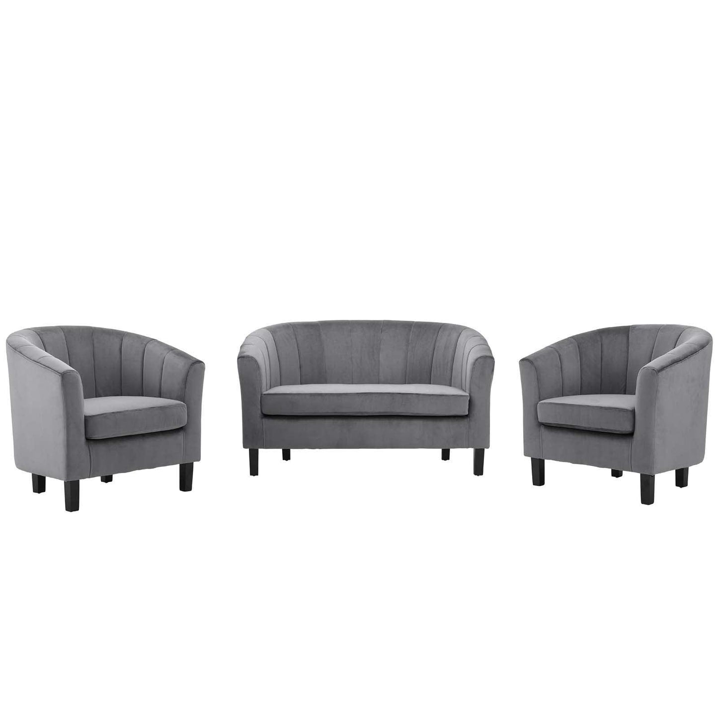 Modway Prospect Channel Tufted 3 Piece Performance Velvet Set FredCo