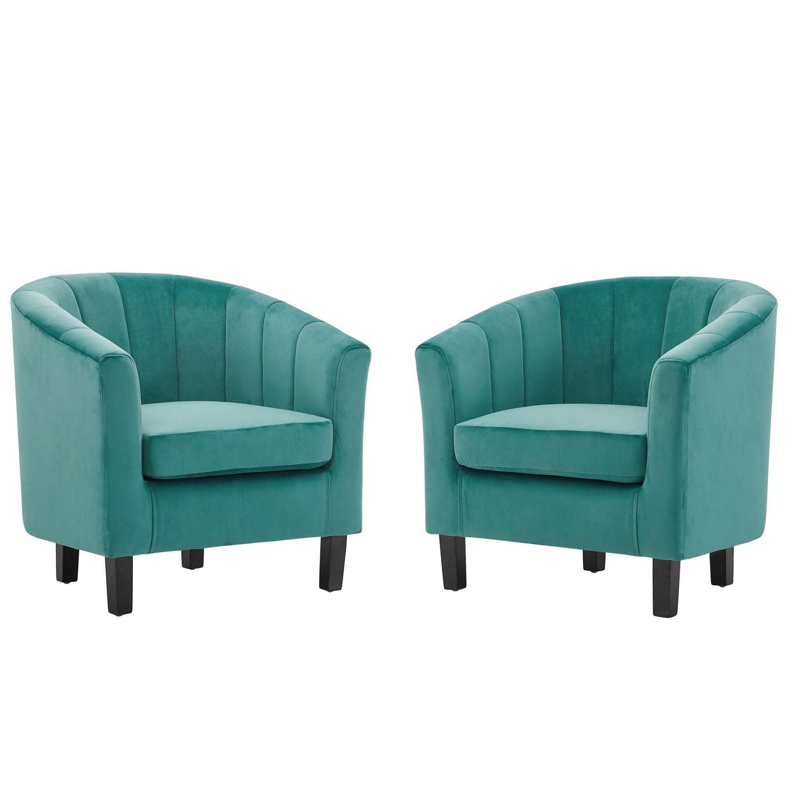 Modway Prospect Channel Tufted Performance Velvet Armchair Set of 2 FredCo