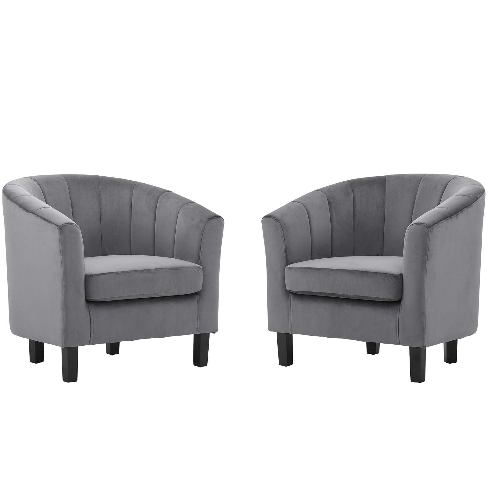 Modway Prospect Channel Tufted Performance Velvet Armchair Set of 2 FredCo