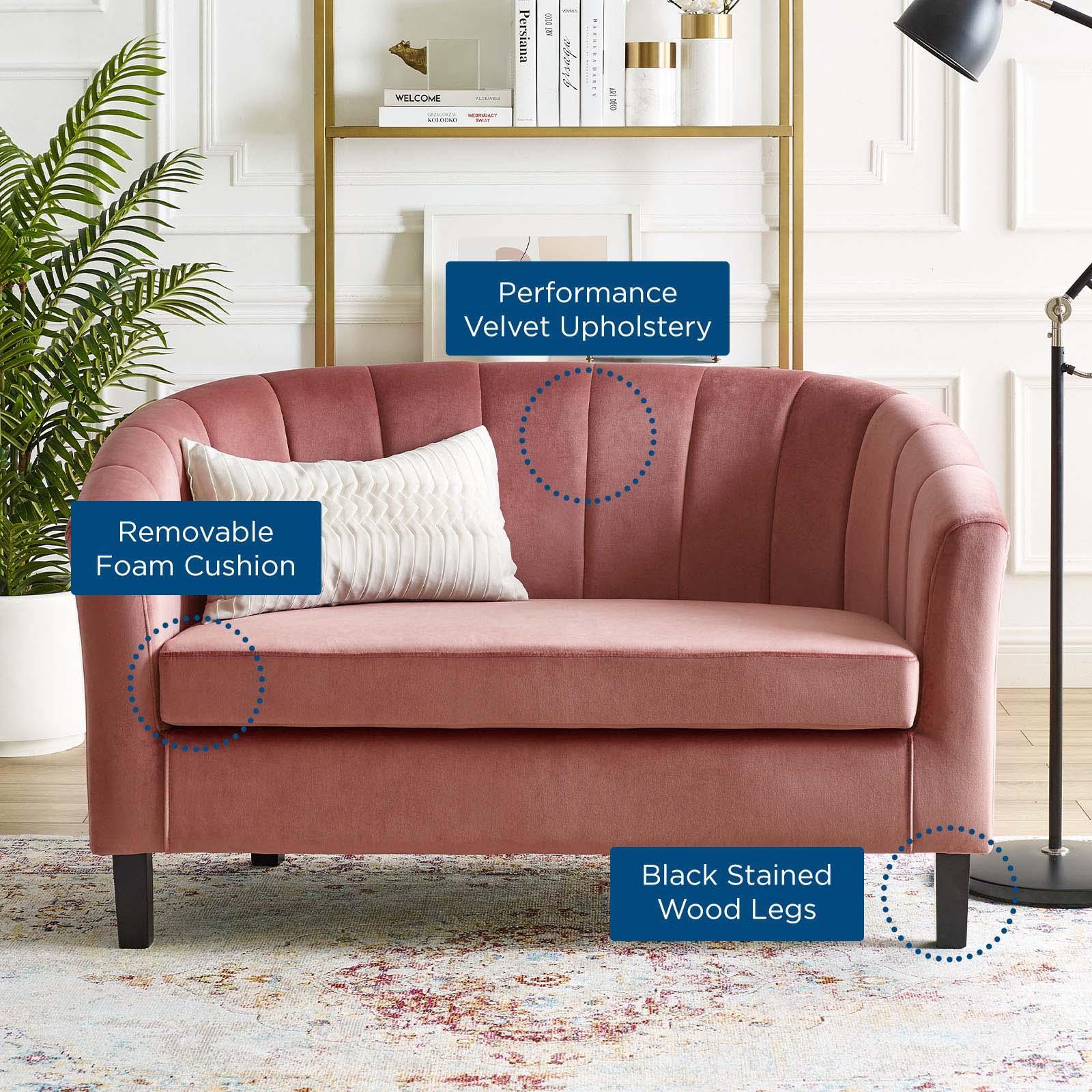 Modway Prospect Channel Tufted Performance Velvet Loveseat FredCo