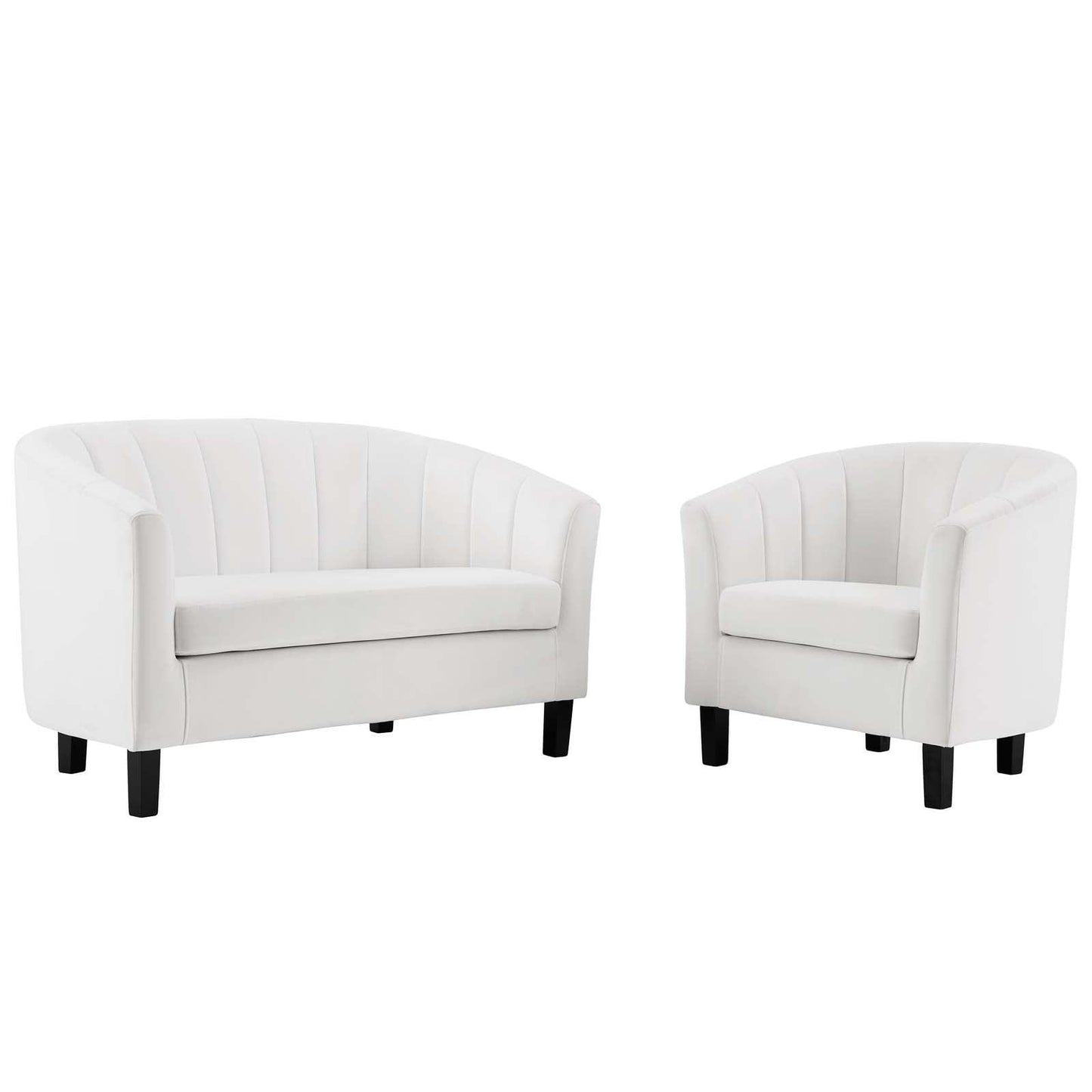 Modway Prospect Channel Tufted Performance Velvet Loveseat and Armchair Set FredCo