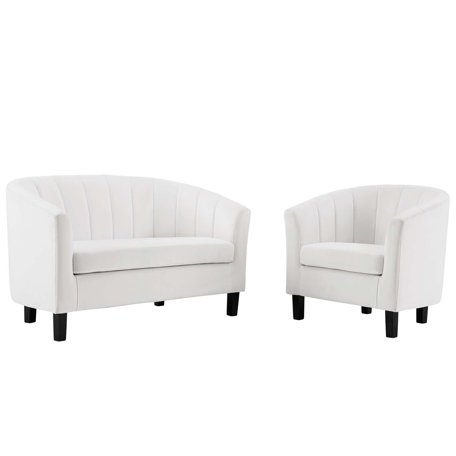 Modway Prospect Channel Tufted Performance Velvet Loveseat and Armchair Set FredCo