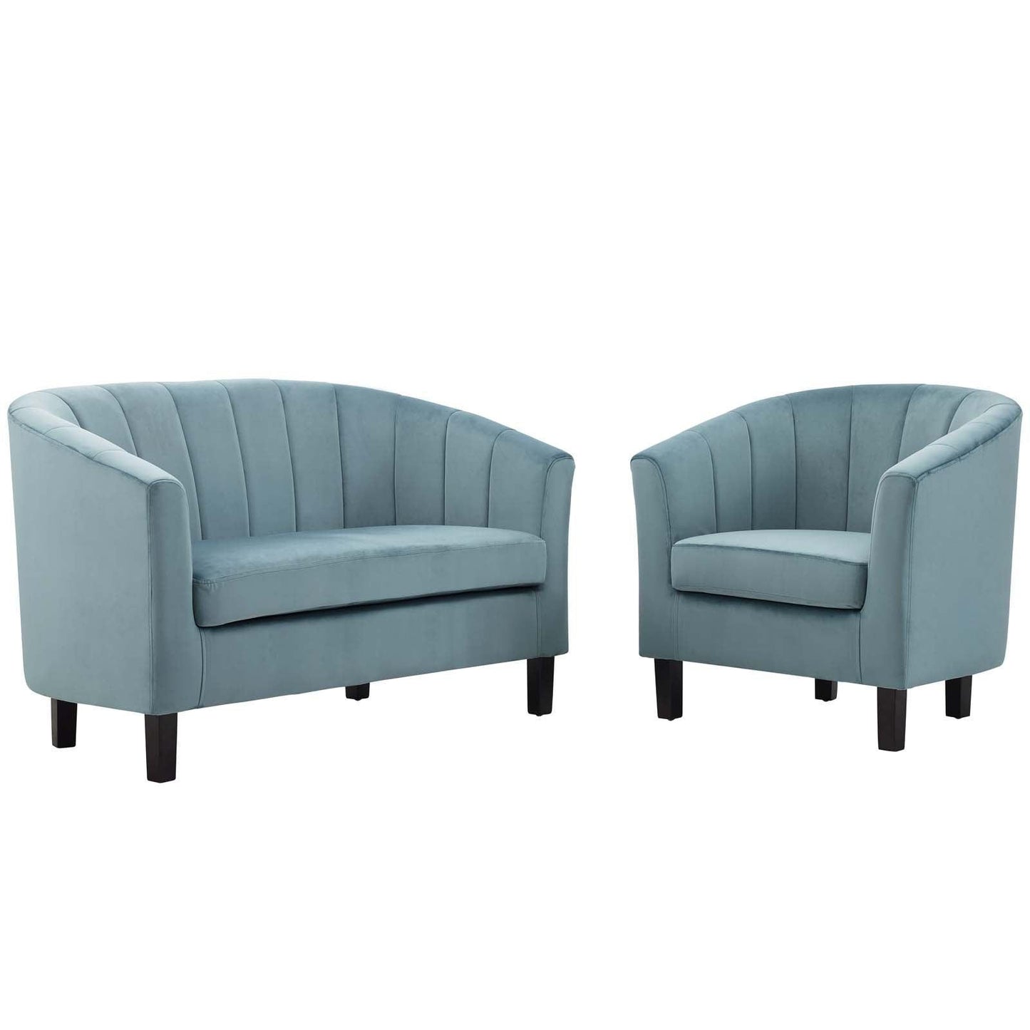 Modway Prospect Channel Tufted Performance Velvet Loveseat and Armchair Set FredCo