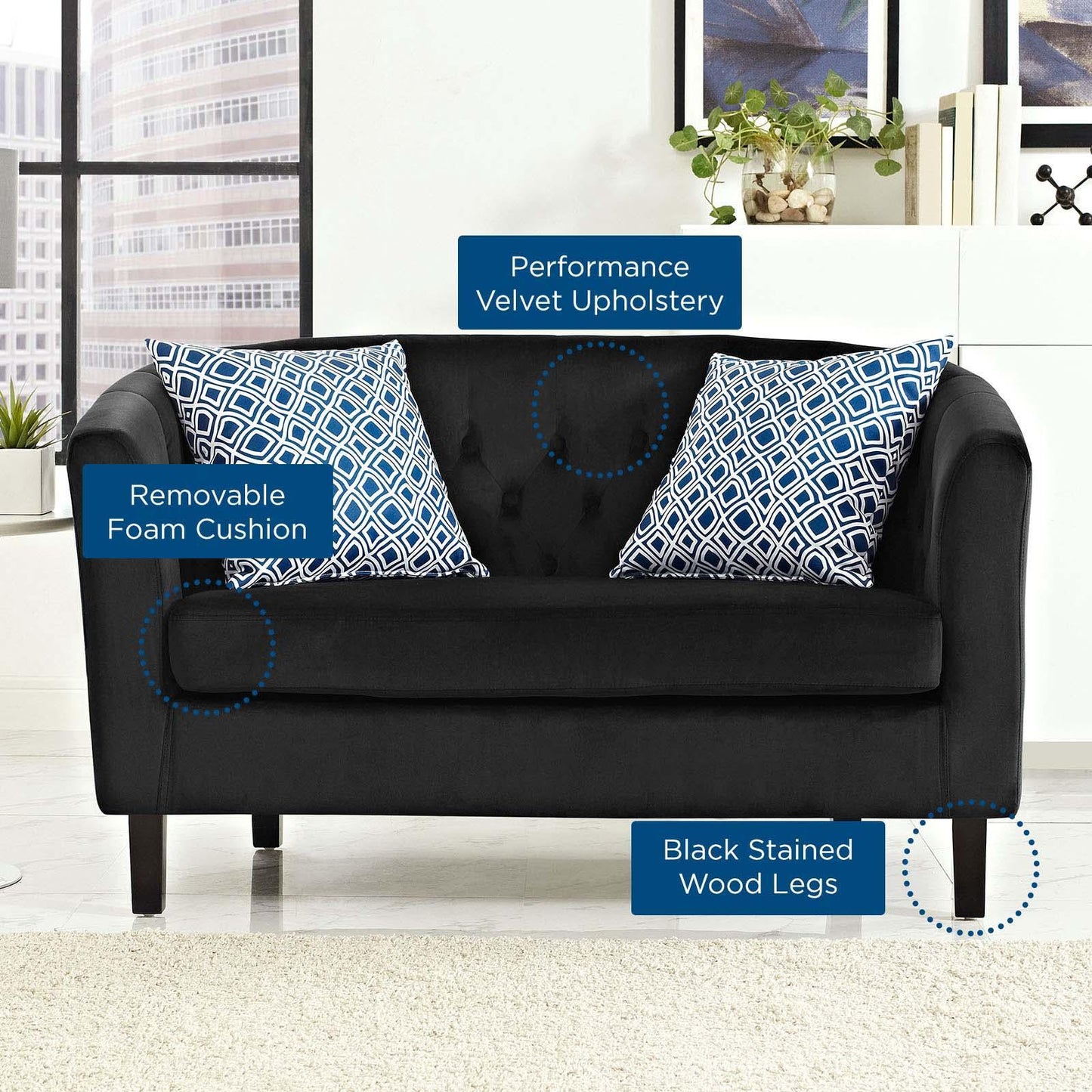 Modway Prospect Performance Velvet Loveseat FredCo