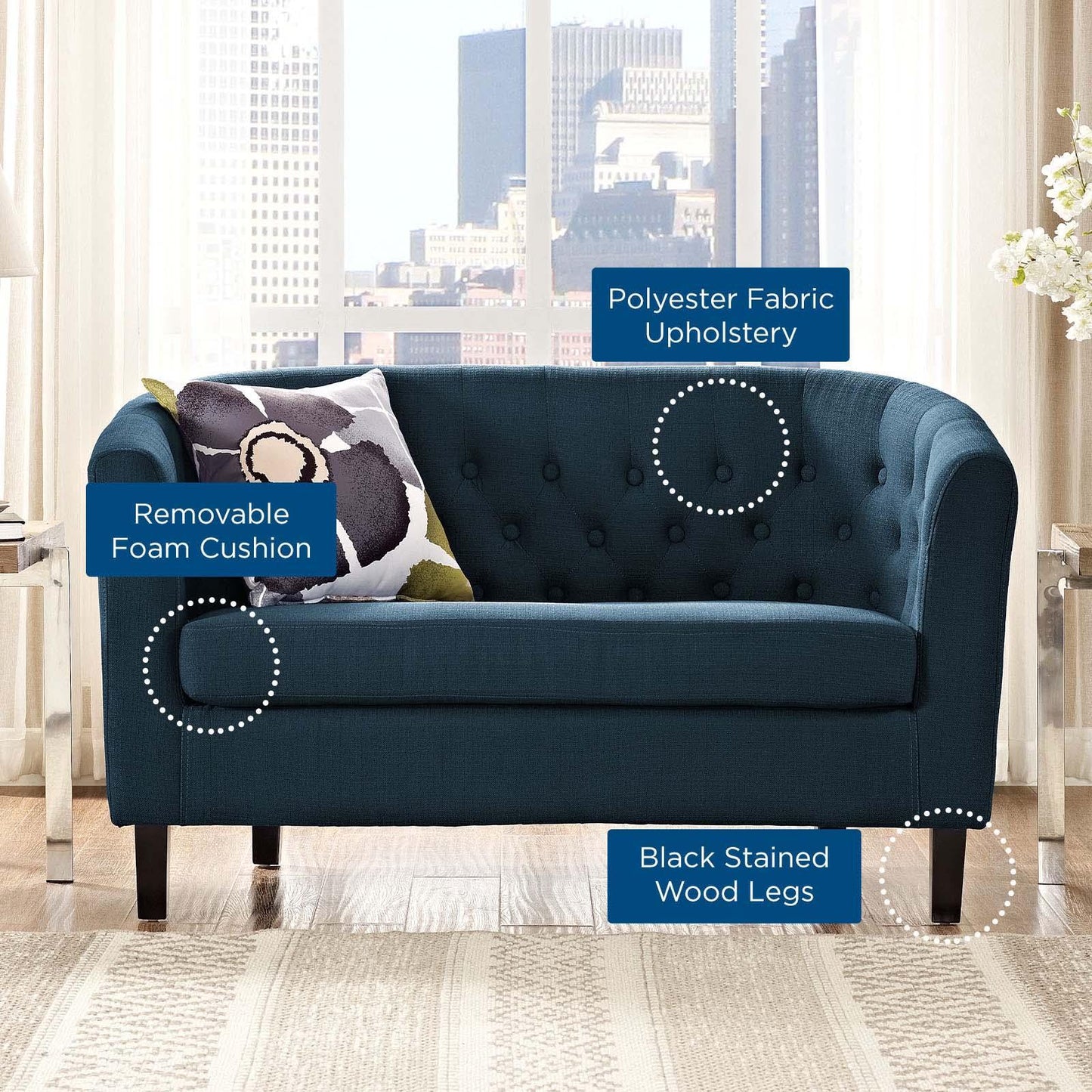 Modway Prospect Upholstered Fabric Loveseat FredCo