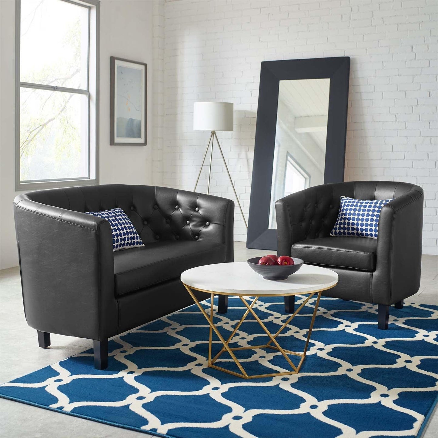 Modway Prospect Upholstered Vinyl Loveseat and Armchair Set FredCo
