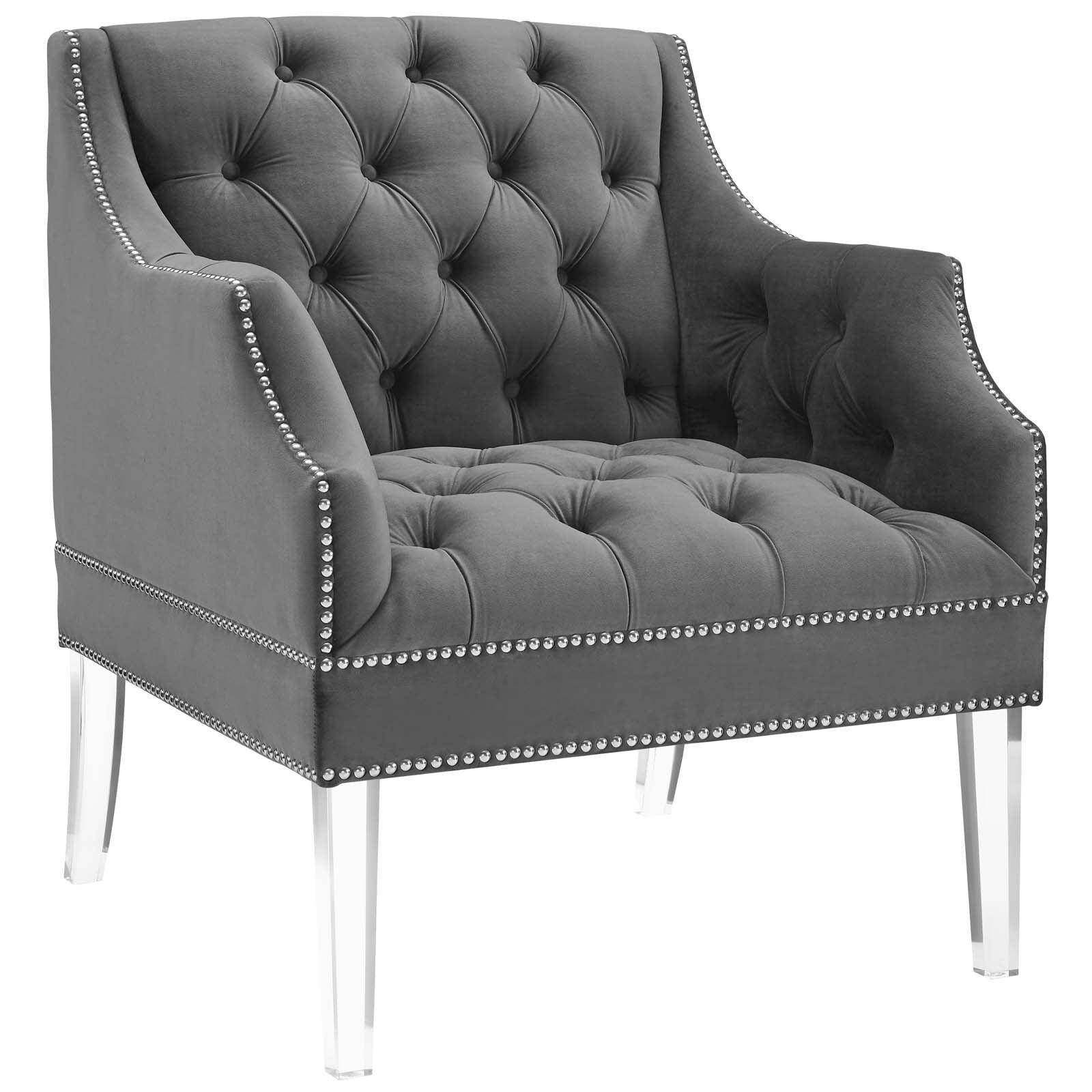 Modway Proverbial Tufted Button Accent Performance Velvet Armchair FredCo