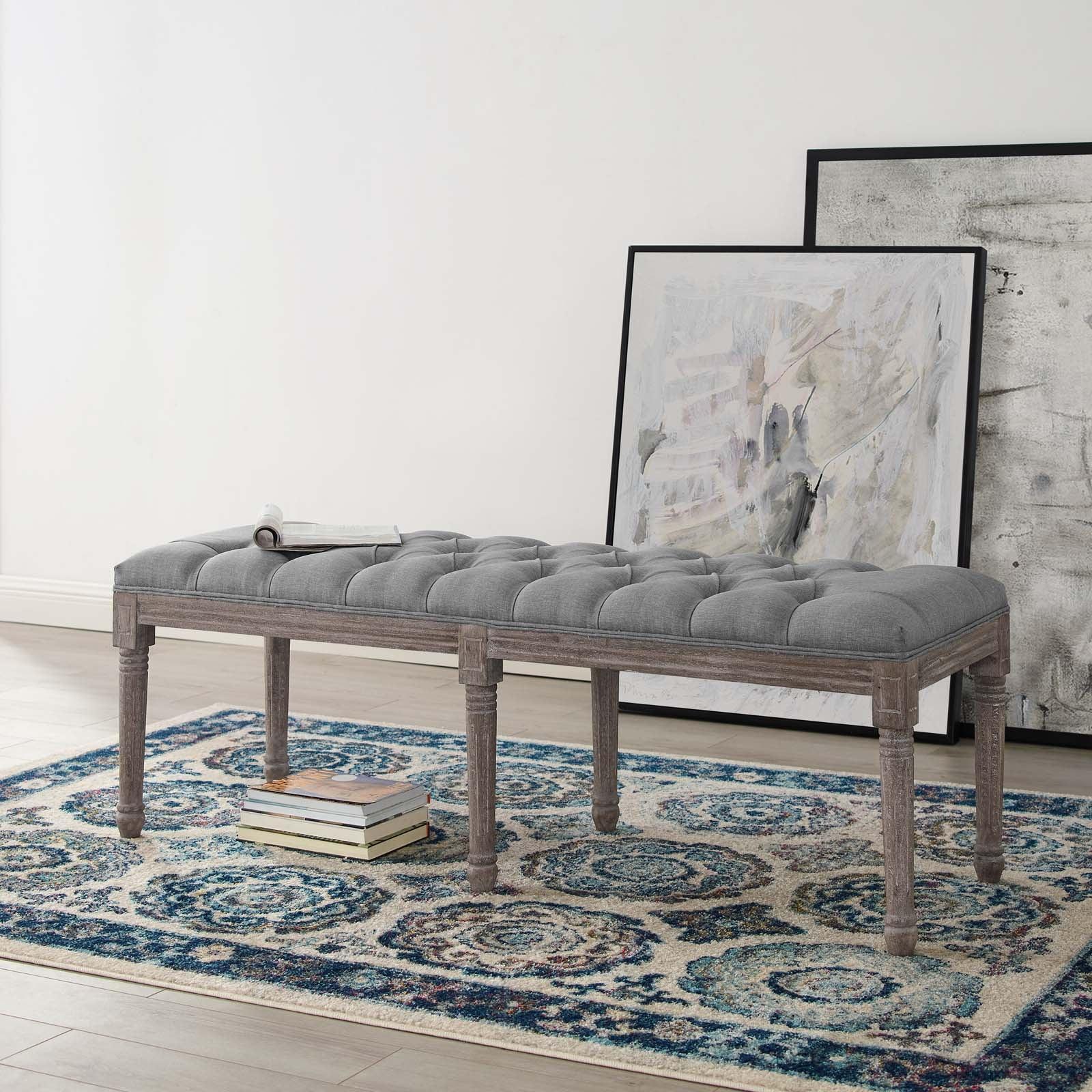 Modway Province French Vintage Upholstered Fabric Bench FredCo