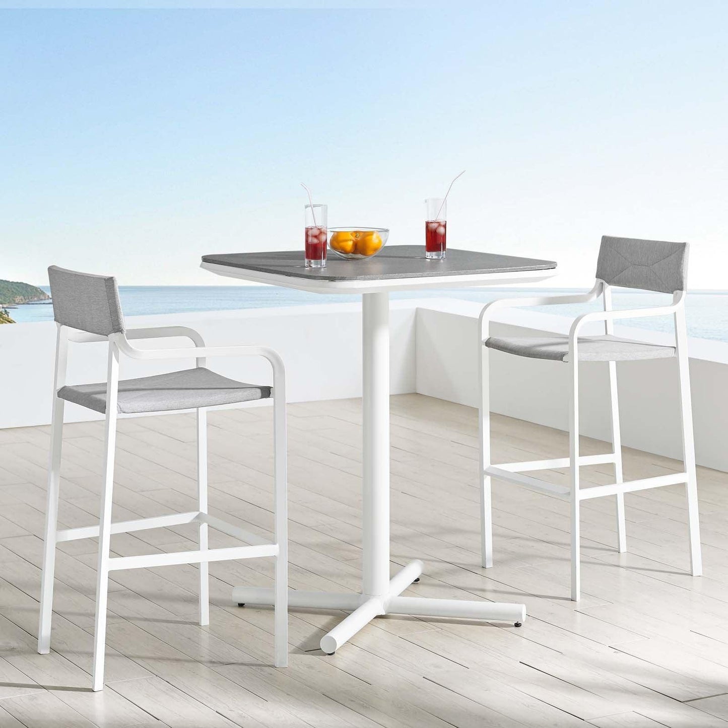 Modway Raleigh 3 Piece Outdoor Patio Aluminum Bar Set FredCo