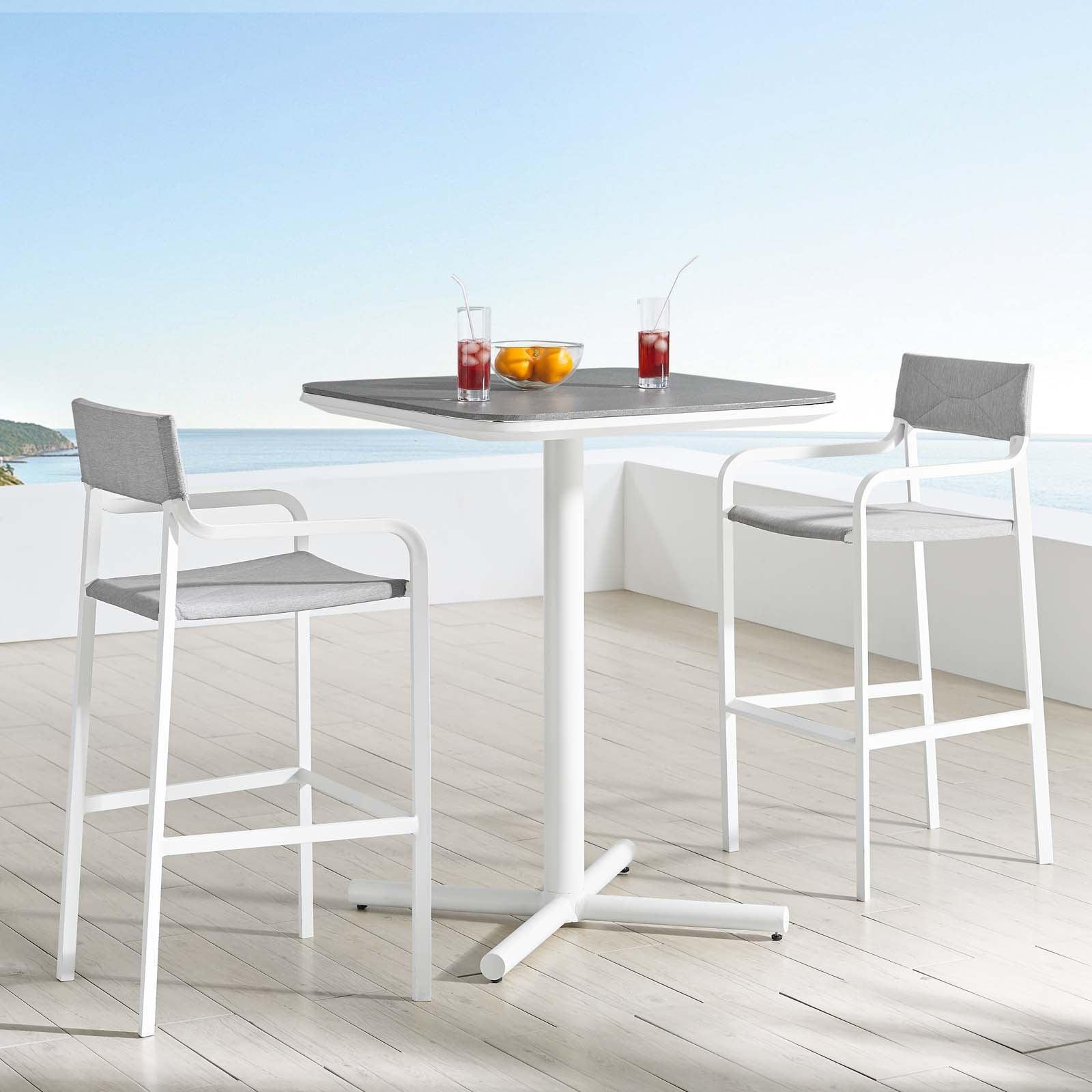 Modway Raleigh 3 Piece Outdoor Patio Aluminum Bar Set FredCo